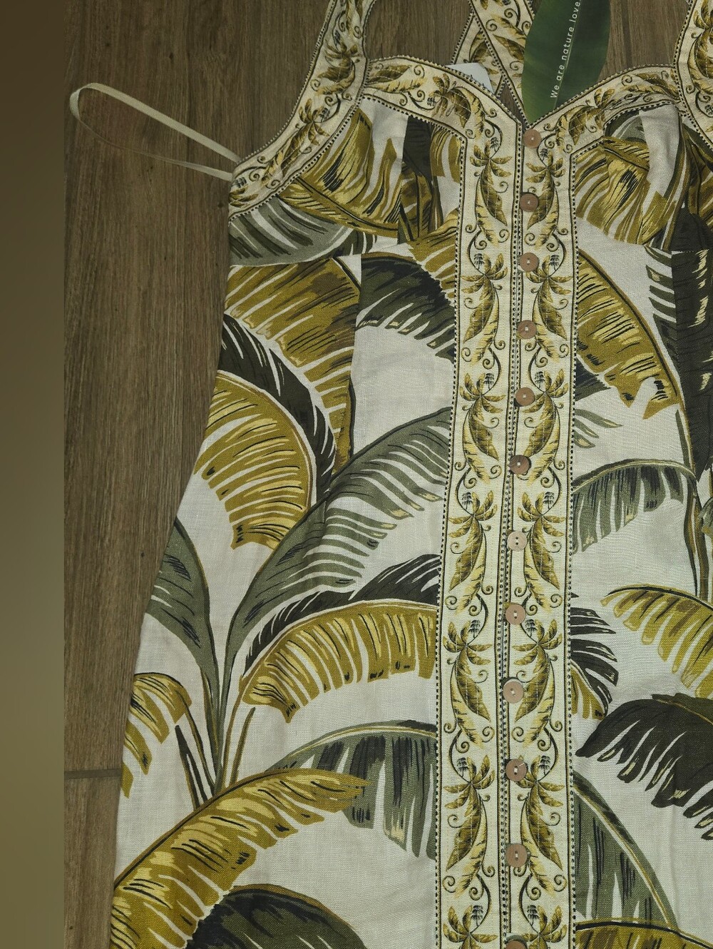 FARM Rio White Dress with Yellow, Olive and Brown Palm Print - Picture 10 of 14